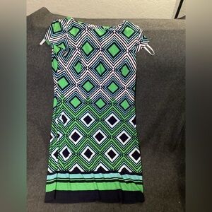 Jessica Howard Green and Blue Geometric Dress